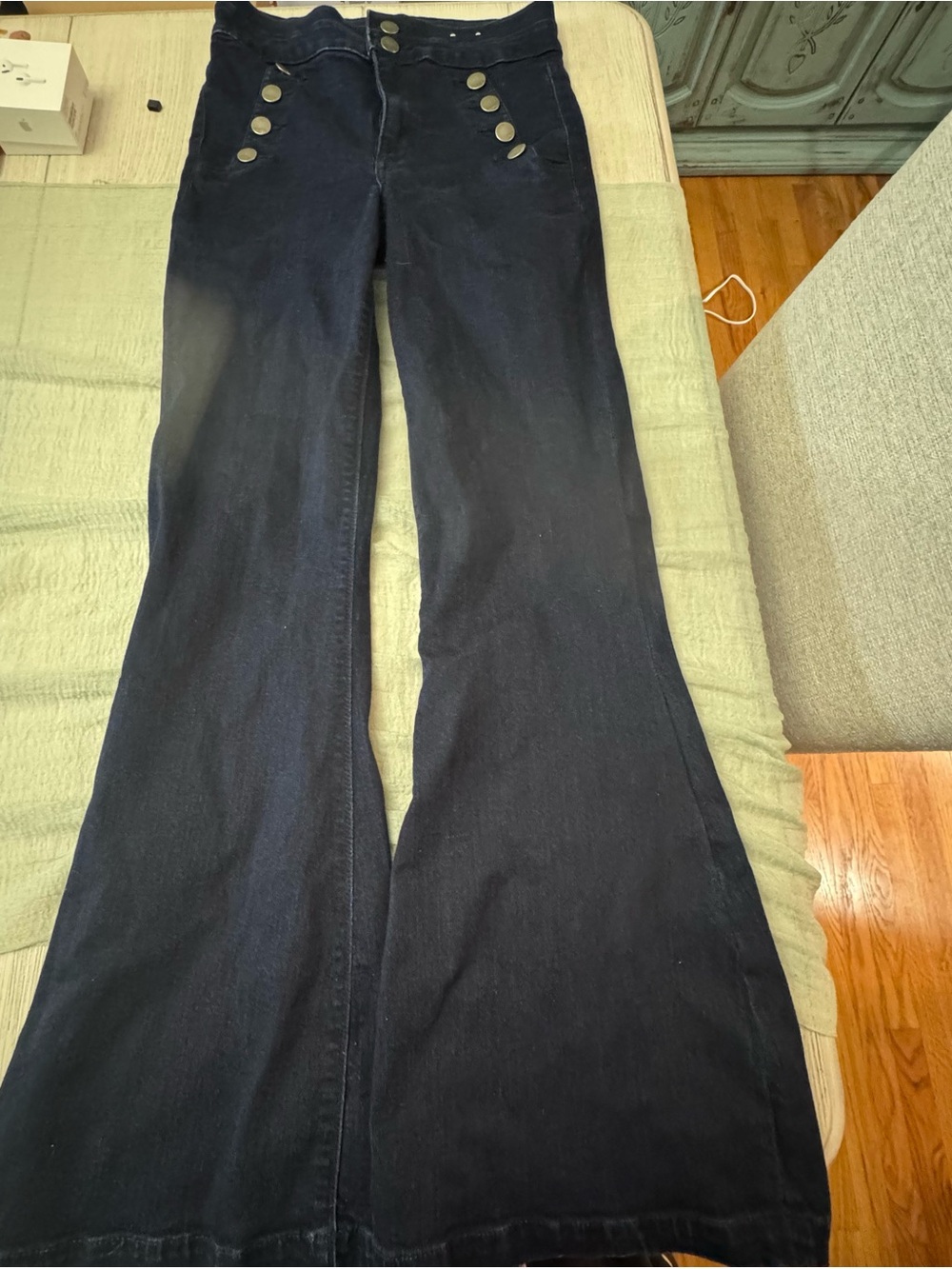 Express Navy Wide-Leg Flare Jeans